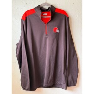 NFL Team Apparel Cleveland Browns Mens 2XL Quarter Zip Pullover Brown Orange
